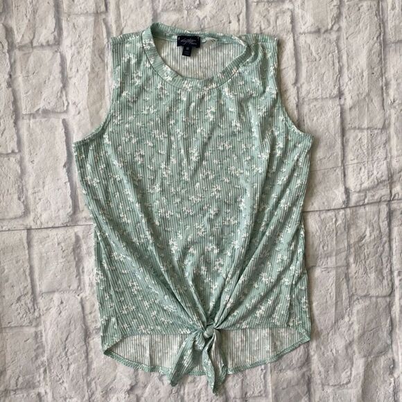 Daytrip youth M sleeveless floral print hi low shirt w/front tie knot - Picture 1 of 5